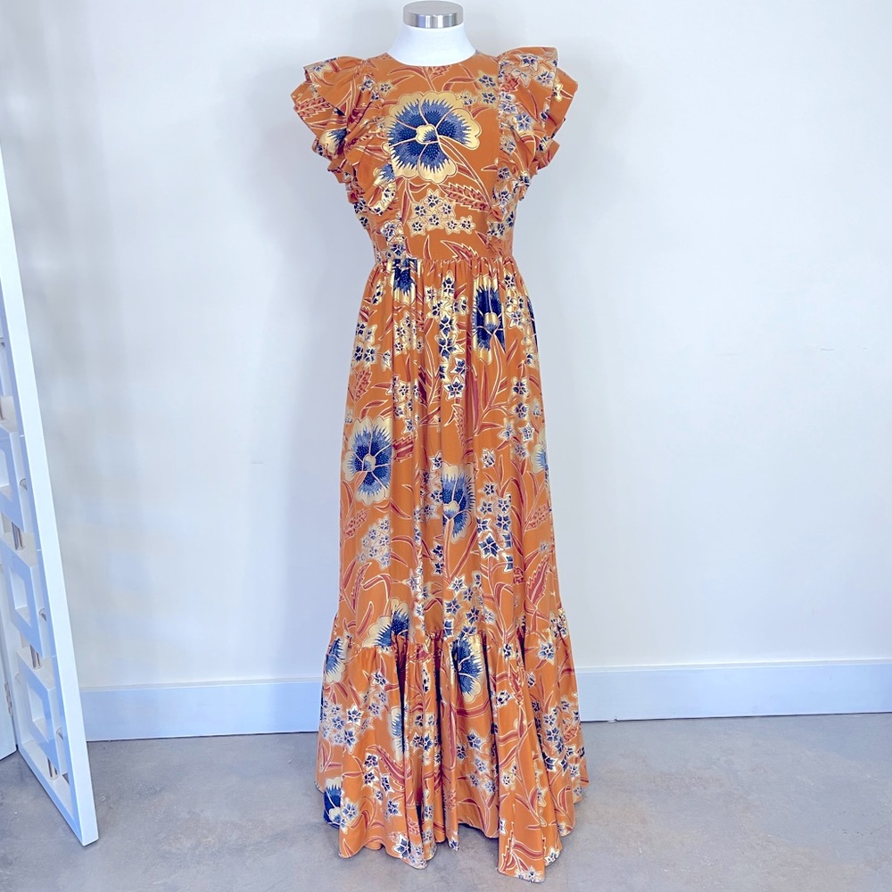 Ulla Johnson Antoinette Floral-Print Silk Maxi Dress sz 2